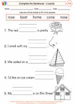 English Language Arts - First Grade - Worksheet: Complete the Sentences