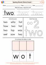 English Language Arts - First Grade - Worksheet: Spelling Words (Dolce)