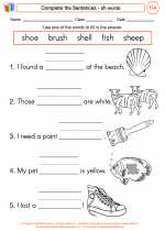 English Language Arts - First Grade - Worksheet: Complete the Sentences