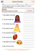 English Language Arts - Third Grade - Worksheet: Subjects & Predicates