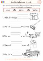 English Language Arts - First Grade - Worksheet: Complete the Sentences