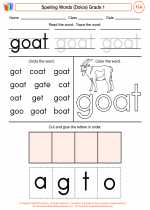 English Language Arts - First Grade - Worksheet: Spelling Words (Dolce)