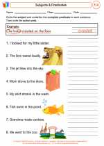 English Language Arts - Third Grade - Worksheet: Subjects & Predicates