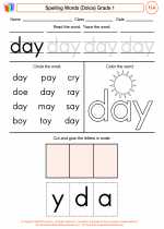 English Language Arts - First Grade - Worksheet: Spelling Words (Dolce)