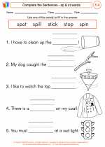 English Language Arts - First Grade - Worksheet: Complete the Sentences