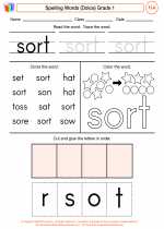 English Language Arts - First Grade - Worksheet: Spelling Words (Dolce)