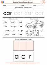 English Language Arts - First Grade - Worksheet: Spelling Words (Dolce)