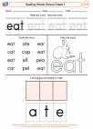 English Language Arts - First Grade - Spelling - Worksheet: Spelling Words (Dolce)