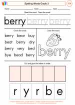 English Language Arts - Third Grade - Worksheet: Spelling Words