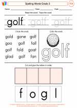 English Language Arts - Third Grade - Worksheet: Spelling Words