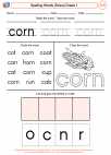 English Language Arts - First Grade - Spelling - Worksheet: Spelling Words (Dolce)