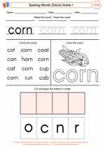 English Language Arts - First Grade - Worksheet: Spelling Words (Dolce)