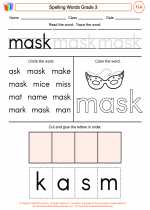 English Language Arts - Third Grade - Worksheet: Spelling Words