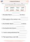 English Language Arts - First Grade - Complete Sentences - Worksheet: Complete the Sentences