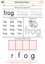 English Language Arts - Third Grade - Worksheet: Spelling Words