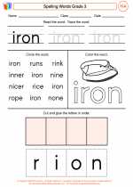 English Language Arts - Third Grade - Worksheet: Spelling Words