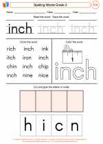 English Language Arts - Third Grade - Worksheet: Spelling Words