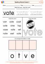 English Language Arts - Third Grade - Worksheet: Spelling Words