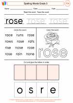 English Language Arts - Third Grade - Worksheet: Spelling Words