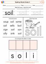 English Language Arts - Third Grade - Worksheet: Spelling Words