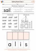 English Language Arts - Third Grade - Worksheet: Spelling Words