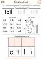 English Language Arts - Third Grade - Worksheet: Spelling Words