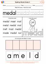 English Language Arts - Third Grade - Worksheet: Spelling Words