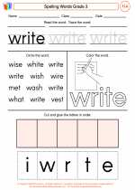 English Language Arts - Third Grade - Worksheet: Spelling Words