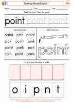 English Language Arts - Third Grade - Worksheet: Spelling Words