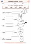 English Language Arts - First Grade - Complete Sentences - Worksheet: Complete the Sentences - ă words