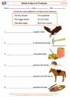 English Language Arts - Third Grade - Subject and Predicate - Worksheet: Match Subject & Predicate