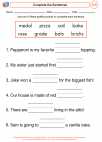 English Language Arts - First Grade - Complete Sentences - Worksheet: Complete the Sentences
