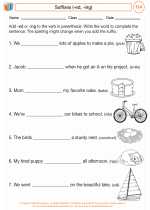 English Language Arts - Fourth Grade - Worksheet: Suffixes (-ed, -ing)