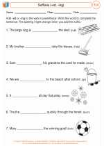 English Language Arts - Fourth Grade - Worksheet: Suffixes (-ed, -ing)