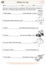 English Language Arts - Fourth Grade - Worksheet: Suffixes (-ed, -ing)