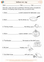 English Language Arts - Fourth Grade - Worksheet: Suffixes (-ed, -ing)
