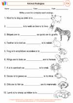 English Language Arts - Fourth Grade - Worksheet: Animal Analogies