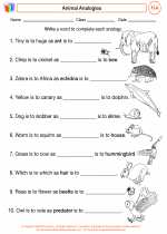 English Language Arts - Fourth Grade - Worksheet: Animal Analogies