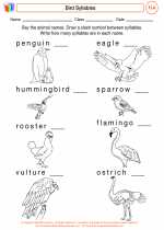 English Language Arts - Fourth Grade - Worksheet: Animal Syllables