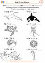 English Language Arts - Fourth Grade - Worksheet: Animal Syllables