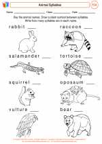 English Language Arts - Second Grade - Worksheet: Animal Syllables
