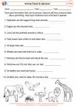 English Language Arts - Fourth Grade - Worksheet: Animal Facts & Opinions