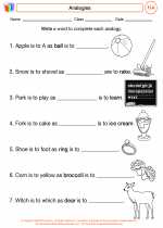 English Language Arts - Fourth Grade - Worksheet: Analogies