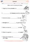 English Language Arts - Fourth Grade - Worksheet: Analogies