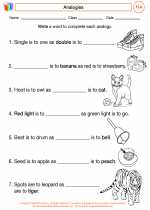 English Language Arts - Fourth Grade - Worksheet: Analogies