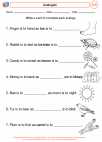 English Language Arts - Fourth Grade - Worksheet: Analogies