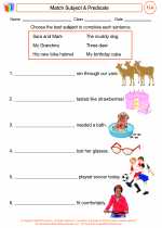 English Language Arts - Third Grade - Worksheet: Pick a Predicate
