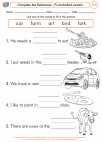 English Language Arts - First Grade - Complete Sentences - Worksheet: Complete the Sentences