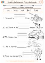 English Language Arts - First Grade - Worksheet: Complete the Sentences