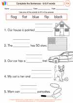 English Language Arts - First Grade - Worksheet: Complete the Sentences